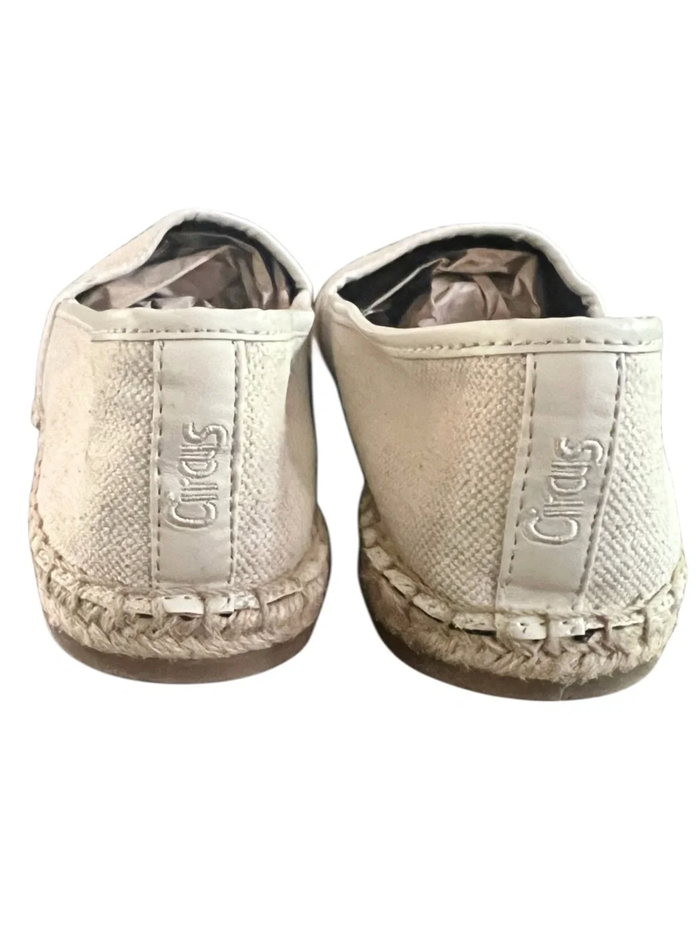 Sam Edelman Canvas Espadrille Flat with Black Jeweled Cap Toe Sz 8.5